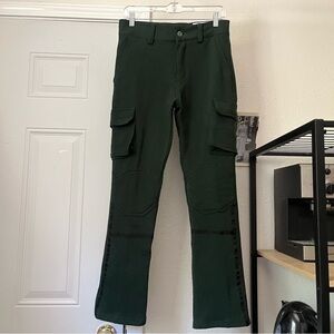 YOUTHS IN BALACLAVA emerald‎ green cargo utility bootcut cropped pants